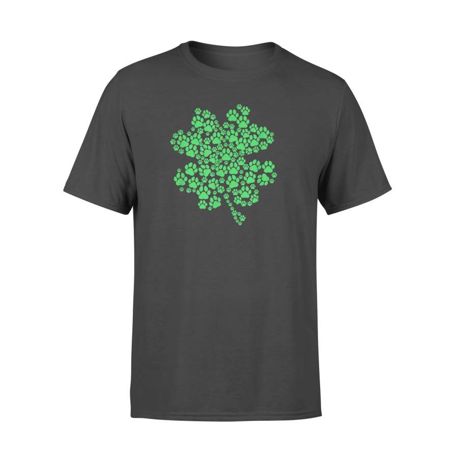 Lucky Clover Paw Dog Puppy St Patricks Day T-Shirt