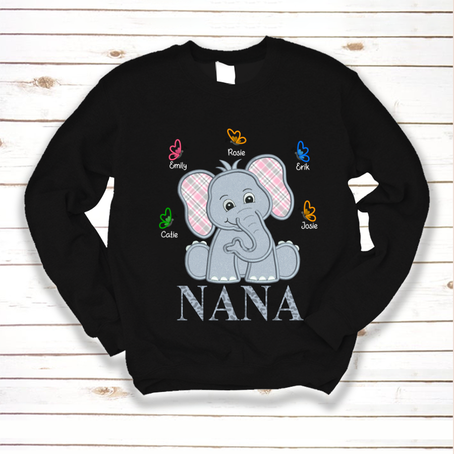 Nana And Grandkids Elephant Butterfly Sweatshirt