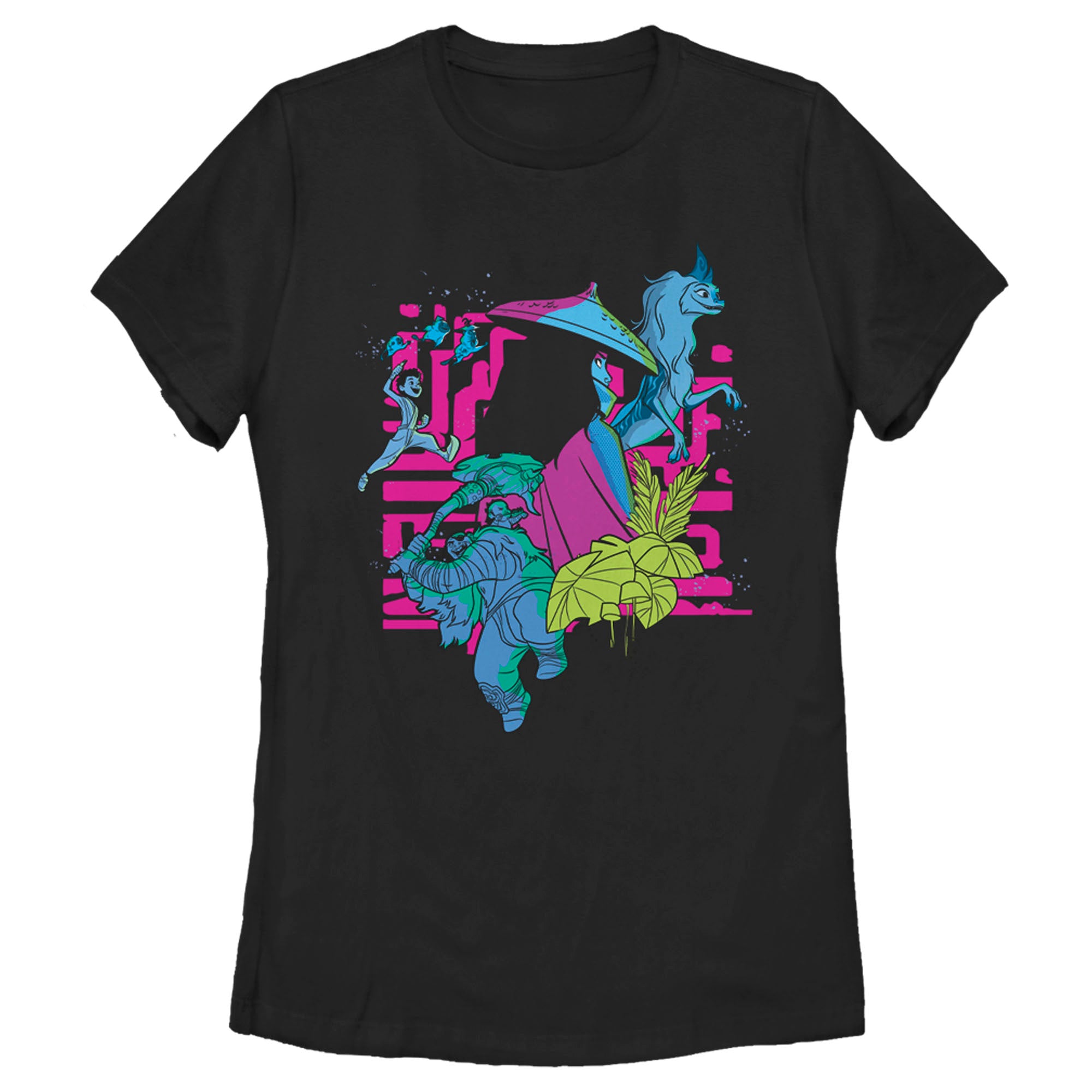 Raya And The Last Dragon Women’S Colorful Characters In Action  T-Shirt