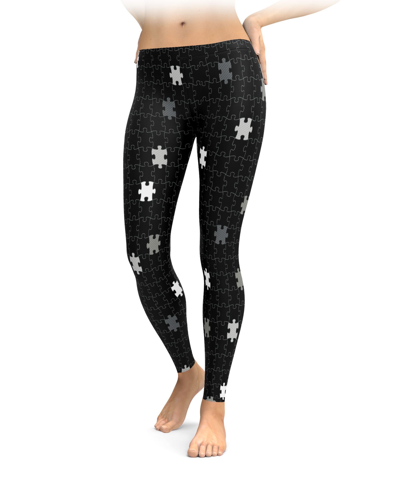 Grayscale Puzzle Piece Leggings