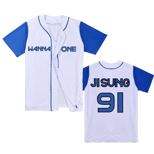 201New Kpop Wanne One Concert The Same Paragraph Baseball Cardigan T-Shirt Loose Men And Women