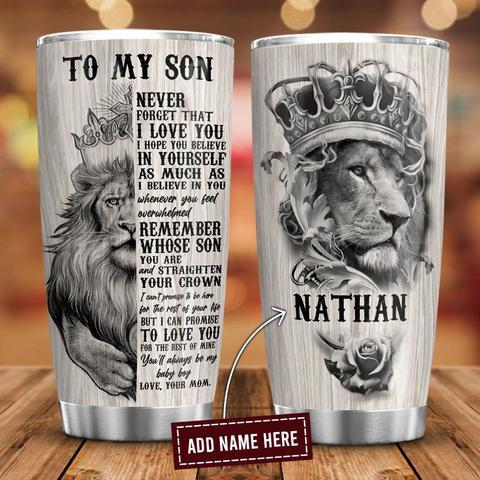 To My Lion Son Personalized Kd2 Stainless Steel Tumbler, Personalized Tumblers, Tumbler Cups, Custom Tumblers