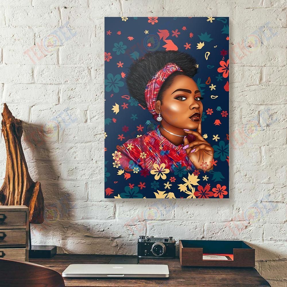 Canvas Prints Black Women Art Flower Vertical Canvas Wall Art Attractive Wall Art Home Decoration