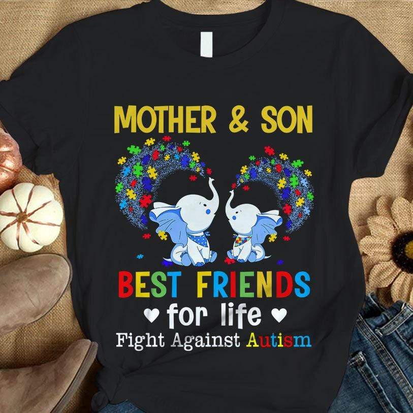 Autism Mom Shirt, Mother & Son Best Friends For Life, Elephant Puzzle Piece