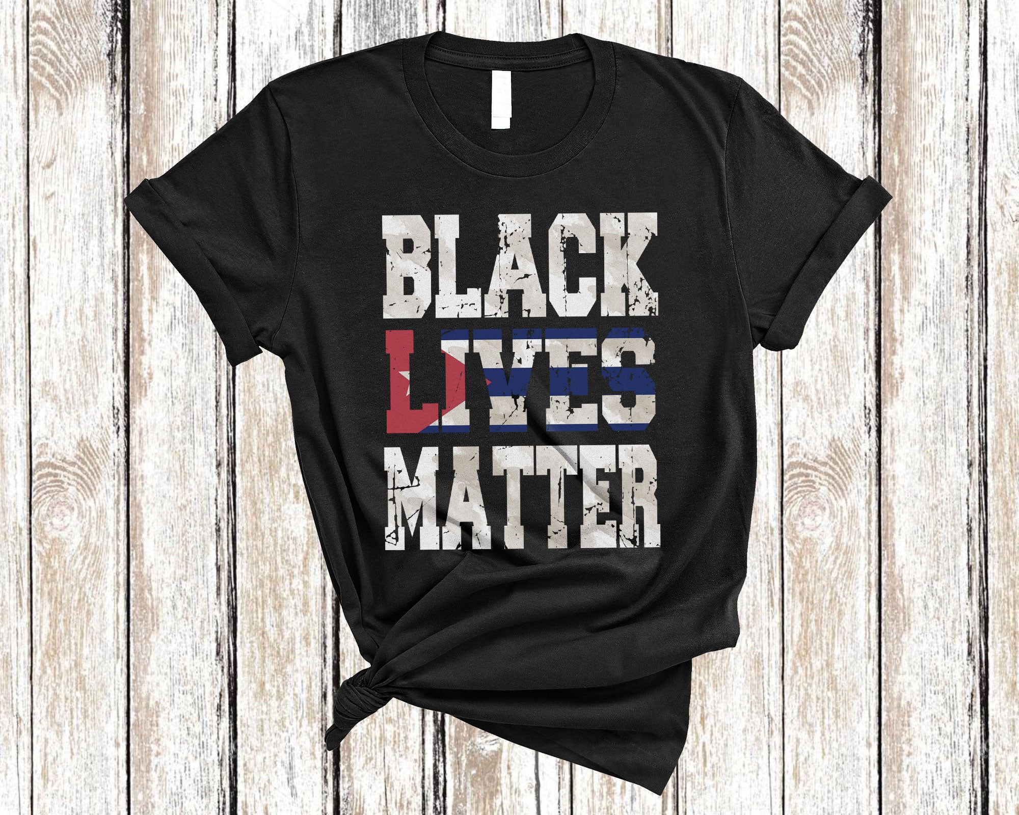 Cuba Flag Shirt Vintage Black Lives Matter Cool Black Cuban Flag History Proud Lover Gifts T-Shirt