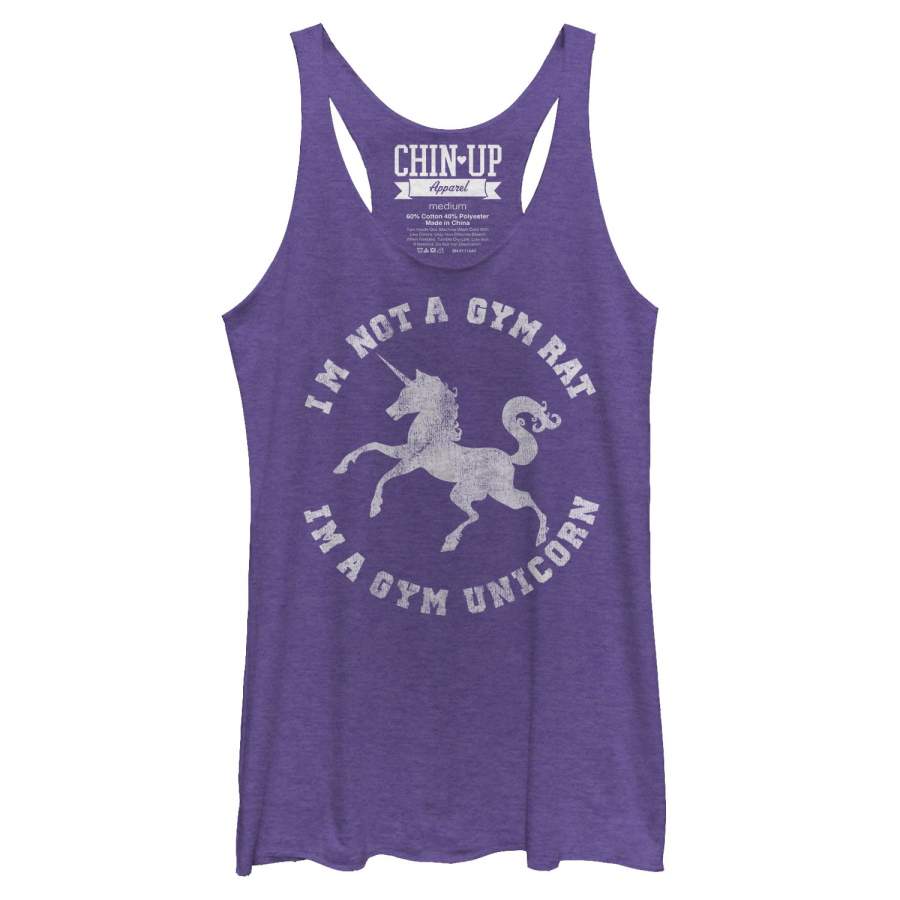 CHIN UP Women’s Gym Unicorn  Racerback Tank Purple Heather