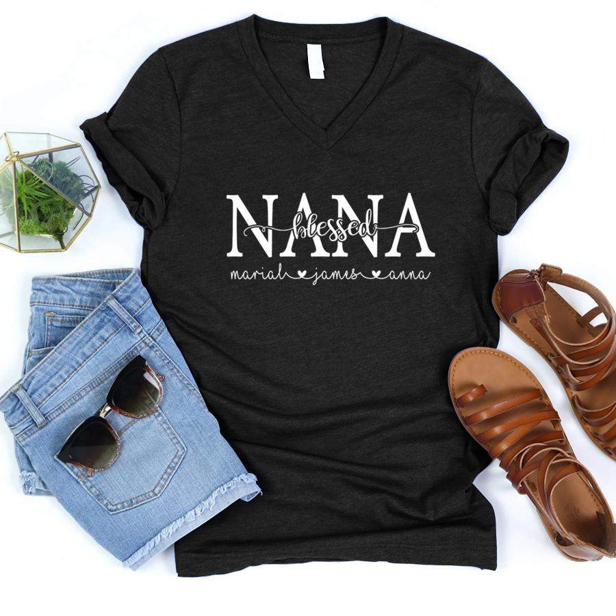 Pamaheart Personalized Blessed Nana T – Shirt  V-Neck