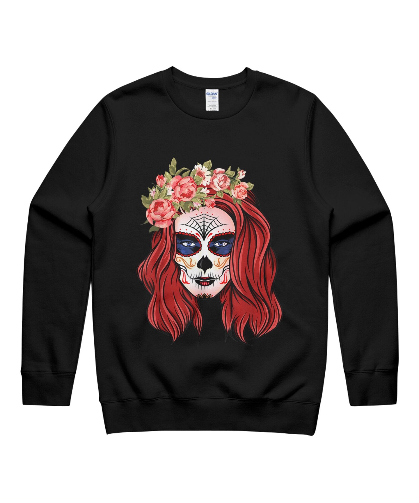 Sugar Skull Tattoo Floral Dia De Los Muertos Women Day Dead T-Shirt Halloween T-Shirt Unisex Crewneck Sweatshirt