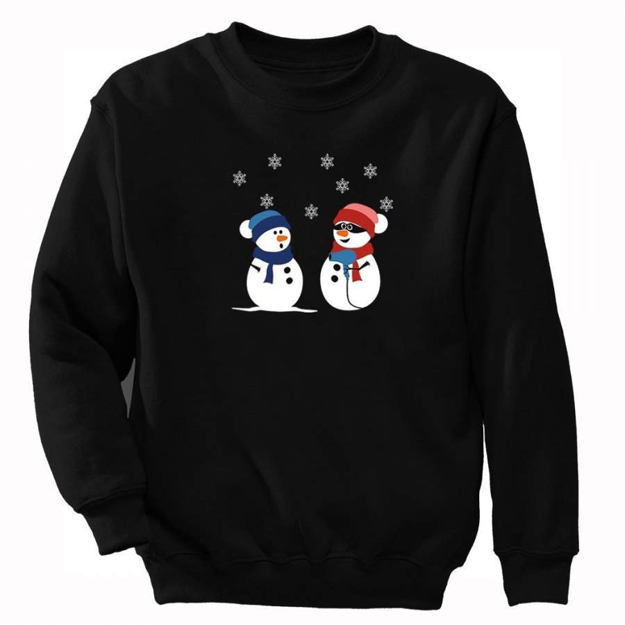 XtraFly Apparel Men’s 2 Snowman Stick Up Robber Ugly Christmas Pullover Crewneck-Sweatshirt