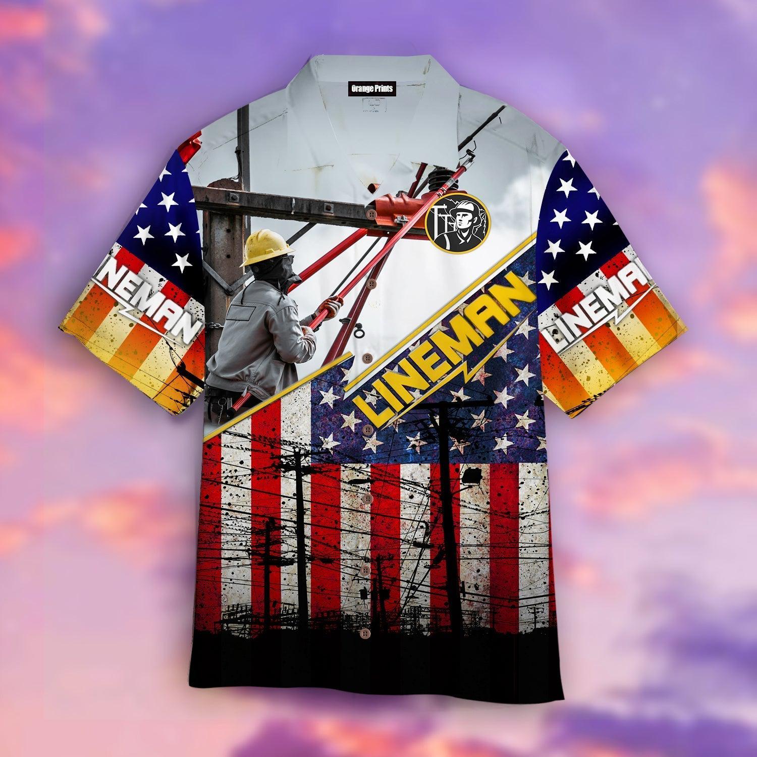 Lineman American Flag Patriotic Hawaii Shirt For Men Women Ha42911