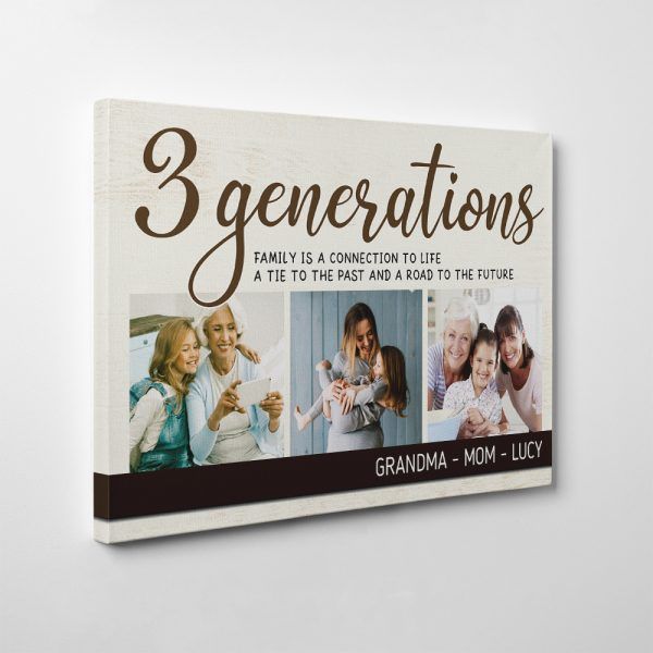 3 Generations Custom Photo Mother’s Day Gift Canvas Print