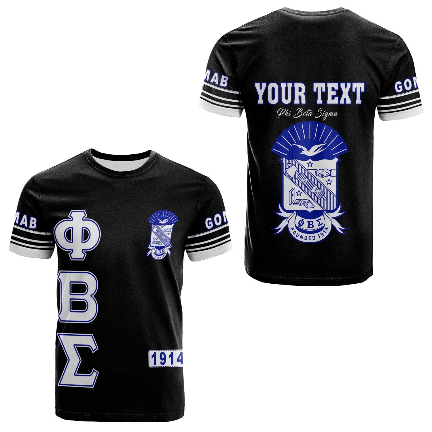 (Custom Personalised) Phi Beta Sigma Simple Black T-Shirt Lt13