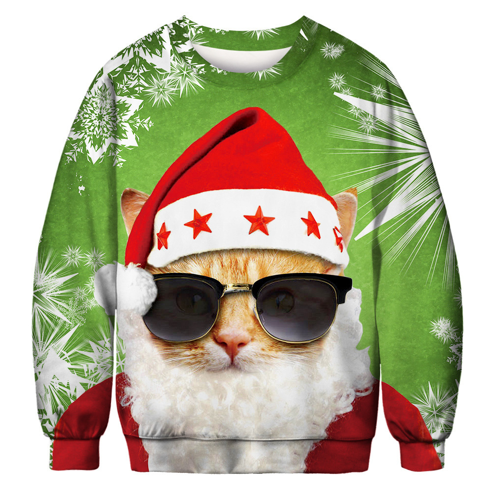 2022 Funny 3D Print Cat Sweater Men Women Ugly Christmas Holiday Party Pullover Hoodie Sweatshirt Plus Size alx