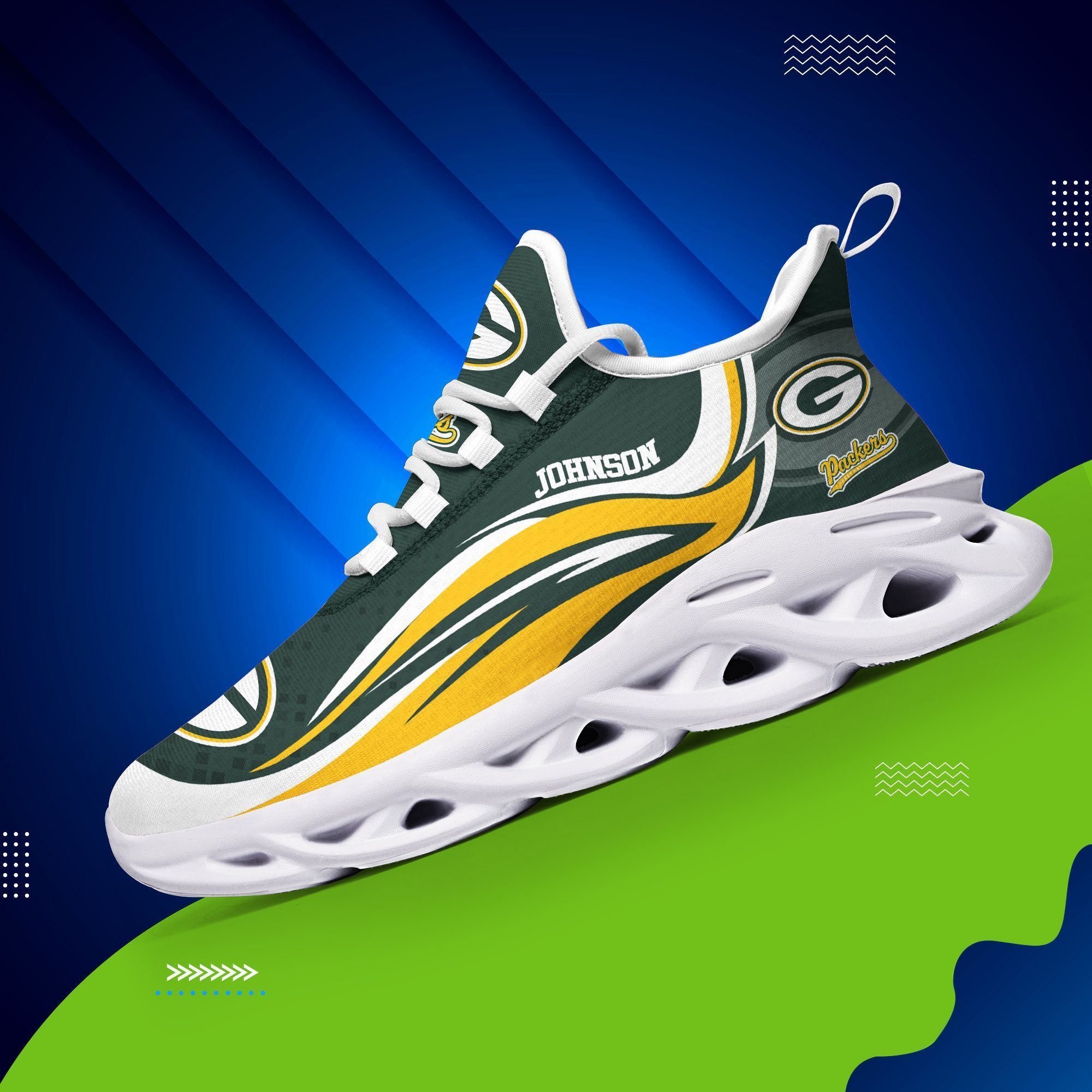 Green Bay Packers Yezy Running Sneakers Art 1922