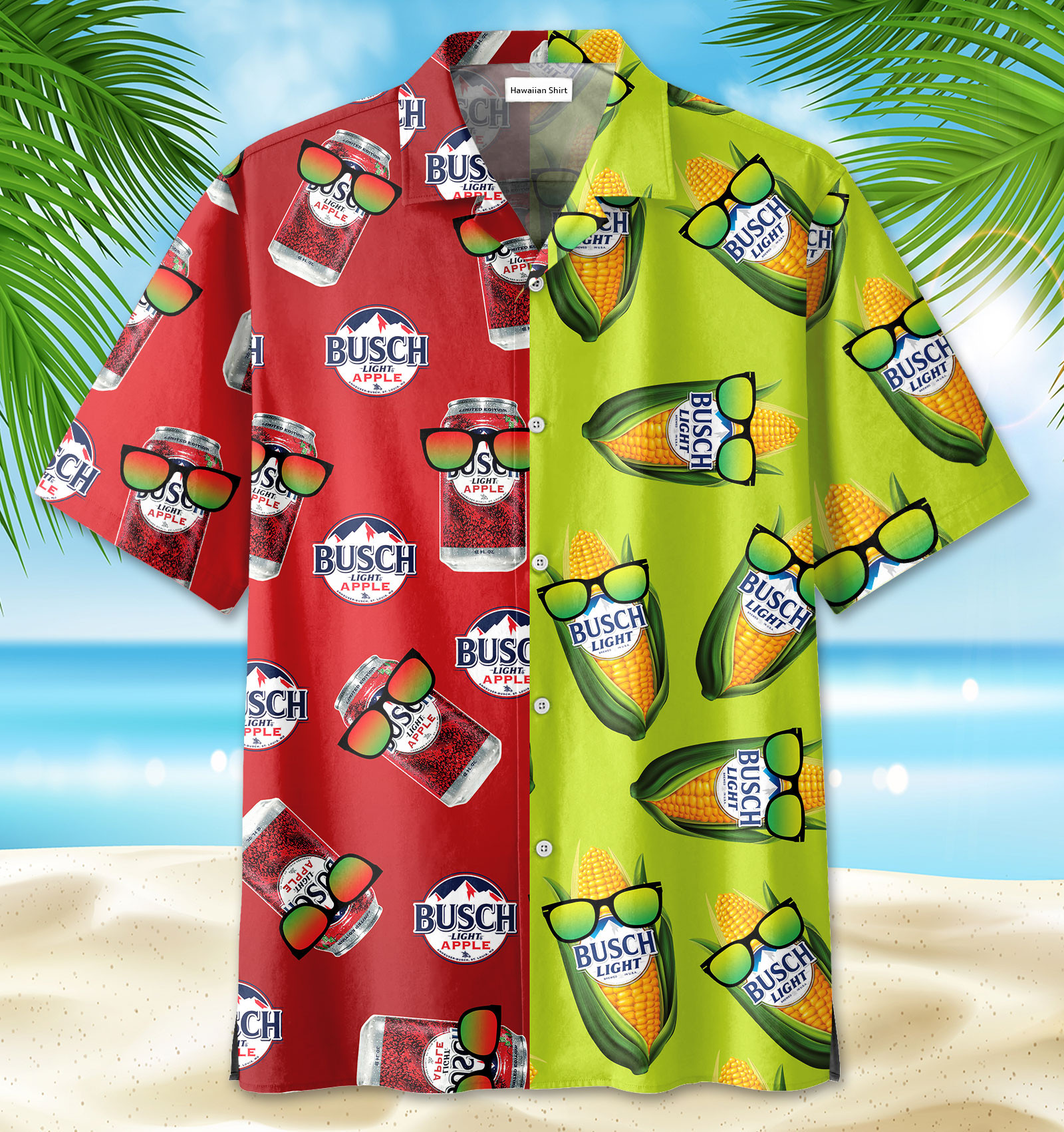 Busch Apple X Corn Light Beer Hawaii Aloha Shirts Or Beach Shorts Ha883