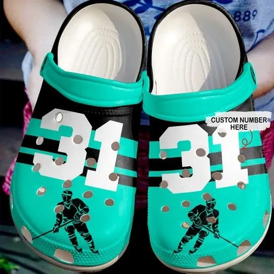 Simply Love Hockey Mint Personalize Clog Custom Crocss Clog Number On Sandal Fashion Style Comfortable For Women Men Kid