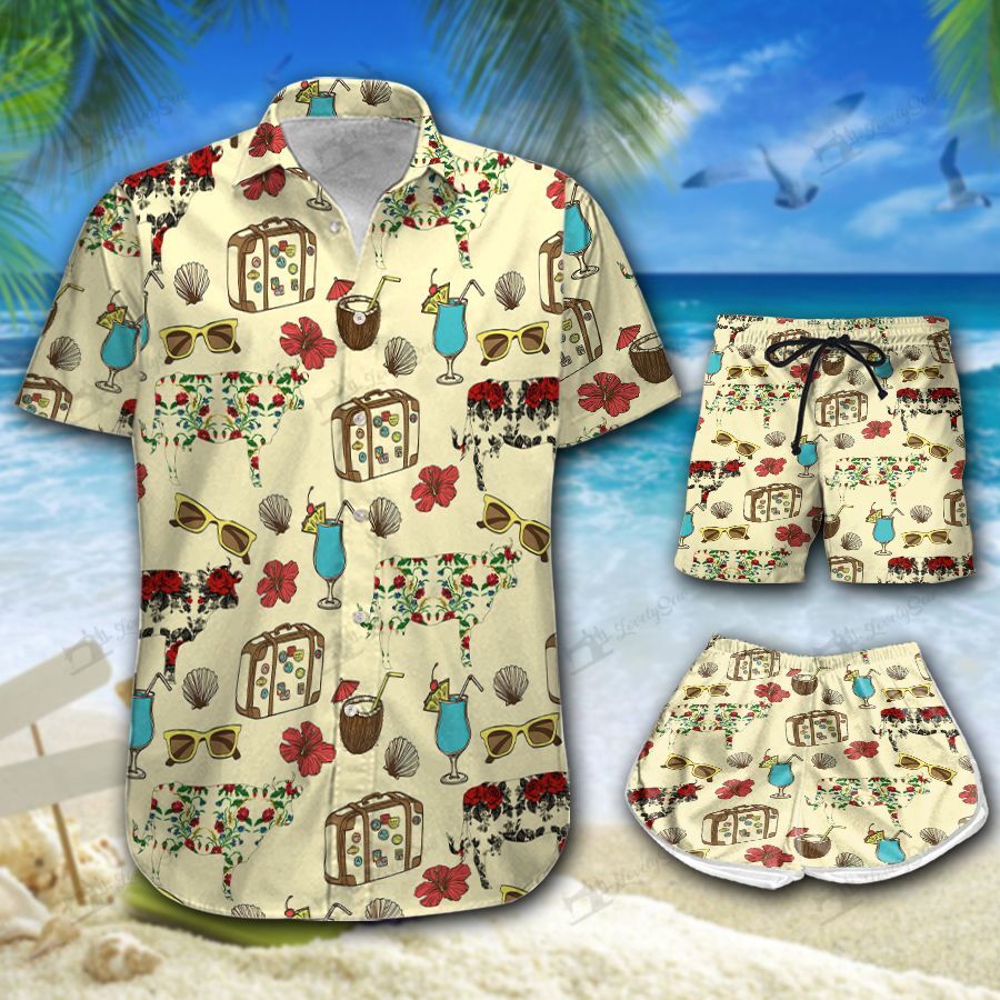 Flower Cows Hawaiian Shirt Shorts Ha72278