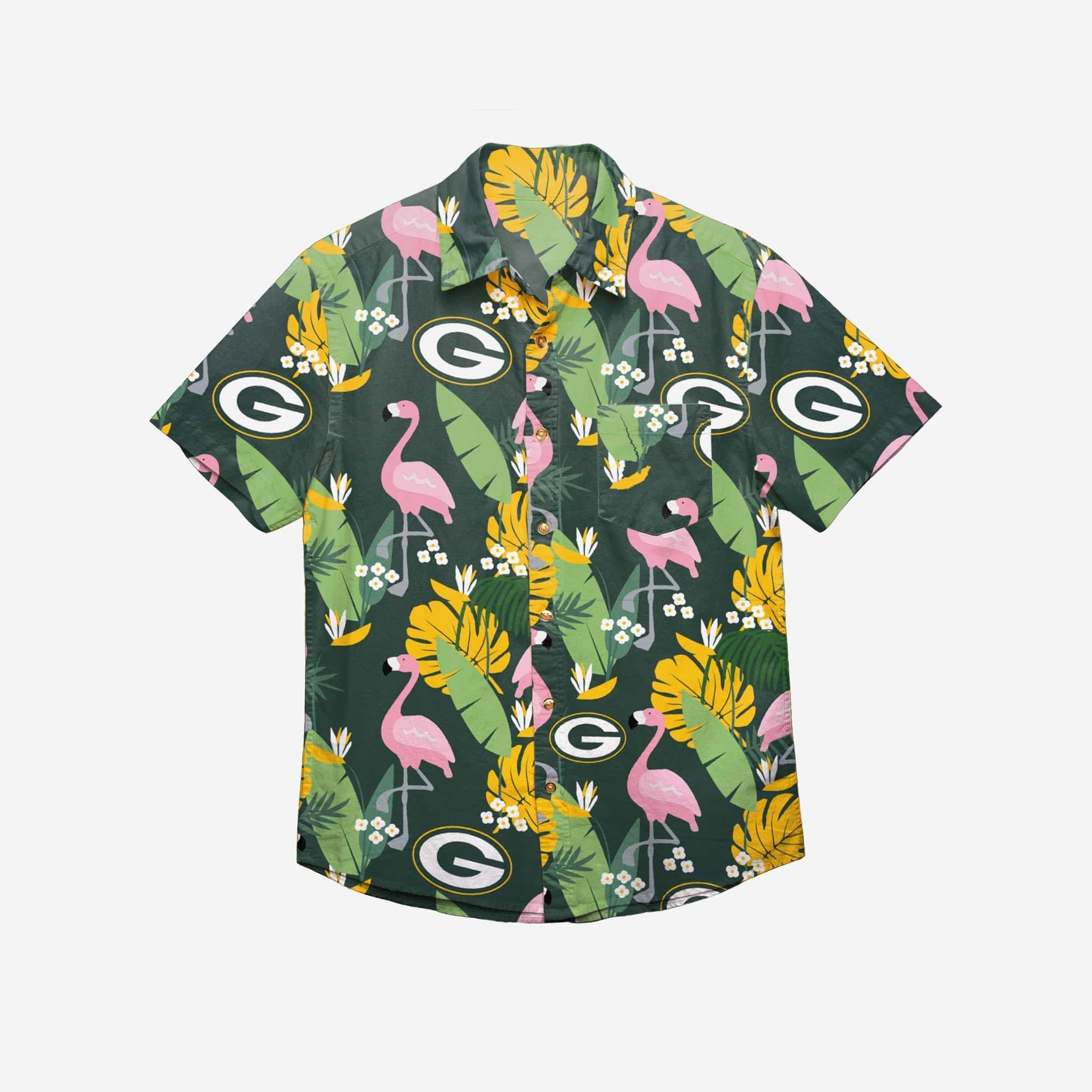 Green Bay Packers Floral Button Up Hawaii Shirt Ha1168