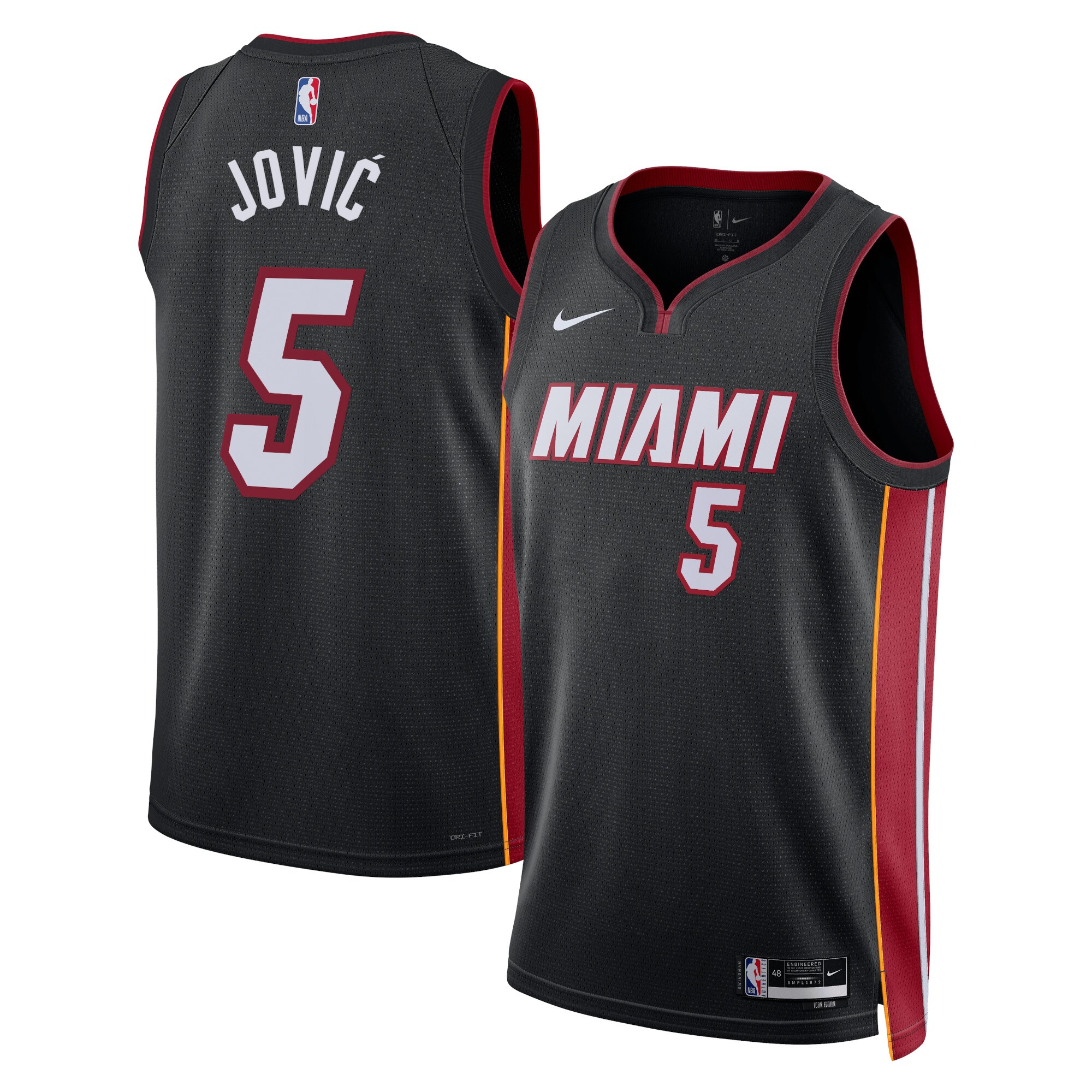 Miami Heat Icon Edition Swingman Jersey – Black – Nikola Jovic – Unisex