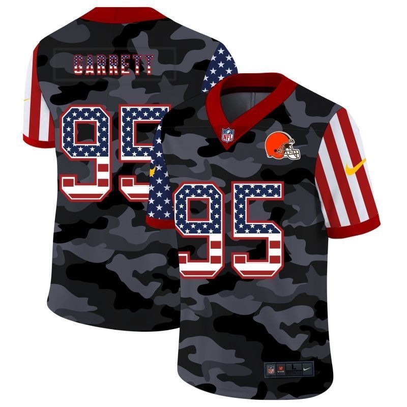 Cleveland Browns Myles Garrett #95 NFL 2020 Us Flag Camo Jersey