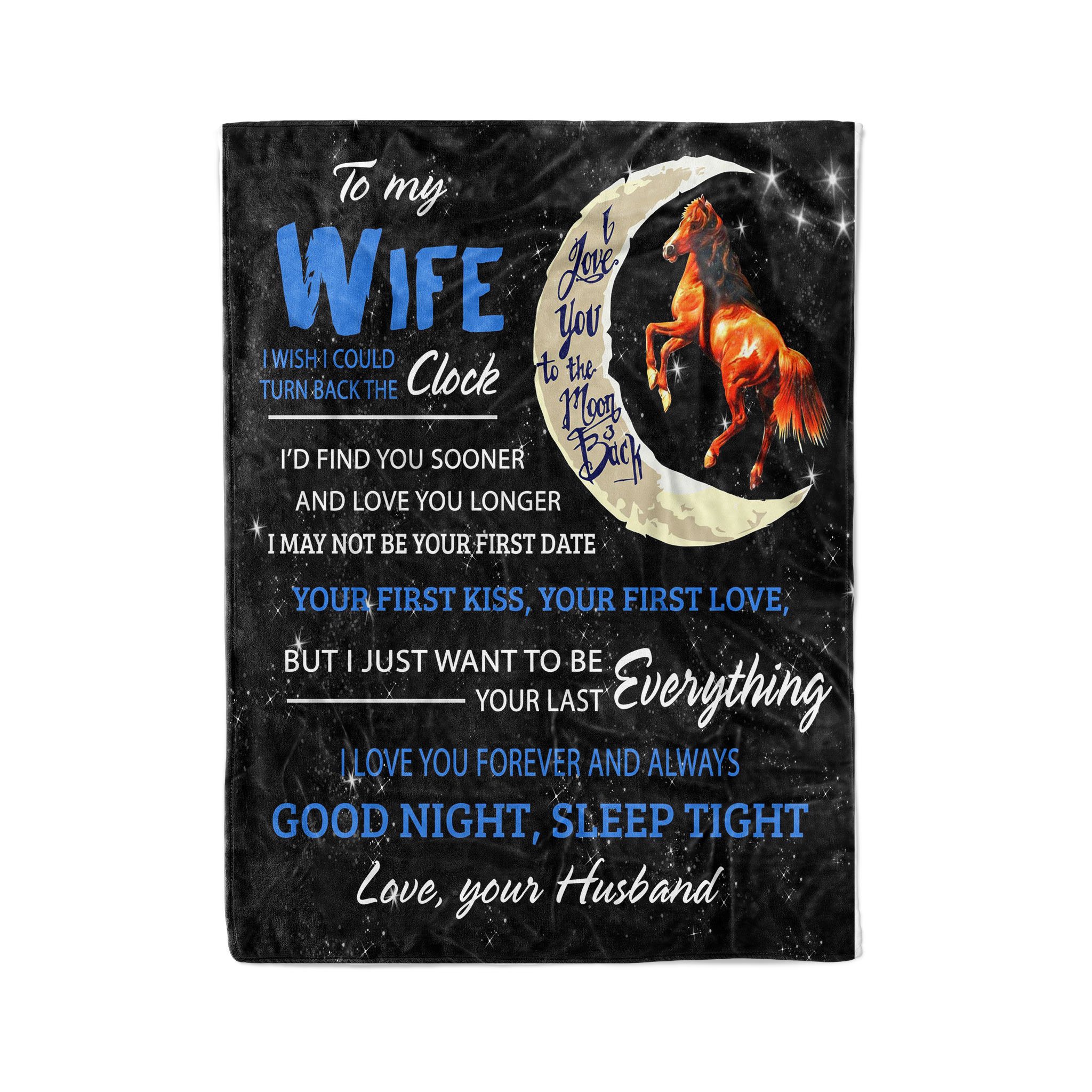 Fleece family Blanket husband to wife I wish I could turn back the clock