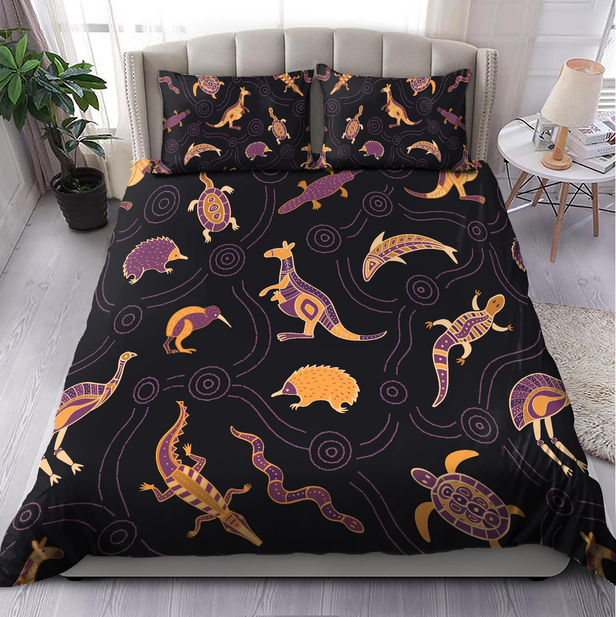 Aboriginal Animal Culture Painting Art 3D Design Bedding Set