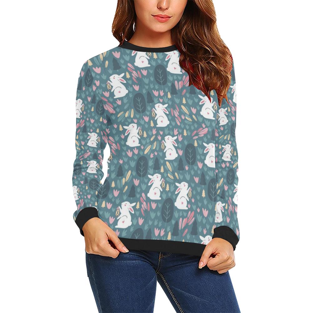 Rabbit Pattern Print Design Rb013 Women Long Sleeve Sweatshirt