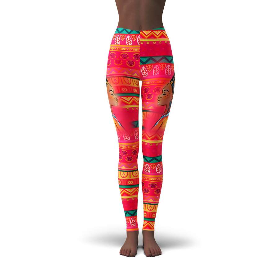 African Print ,Dashiki ,Adinkra ,Kente Pattern Low Rise Leggings (Invisible Stitch) S4