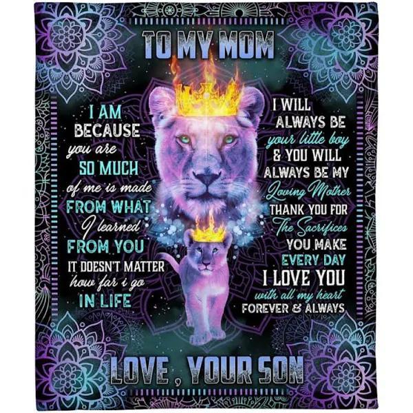 To My Mom Forever And Always Lions Lover Fleece Blanket Family Gift Ho Fleece Blanket, Blanket Sofa Bed, 3D Blanket