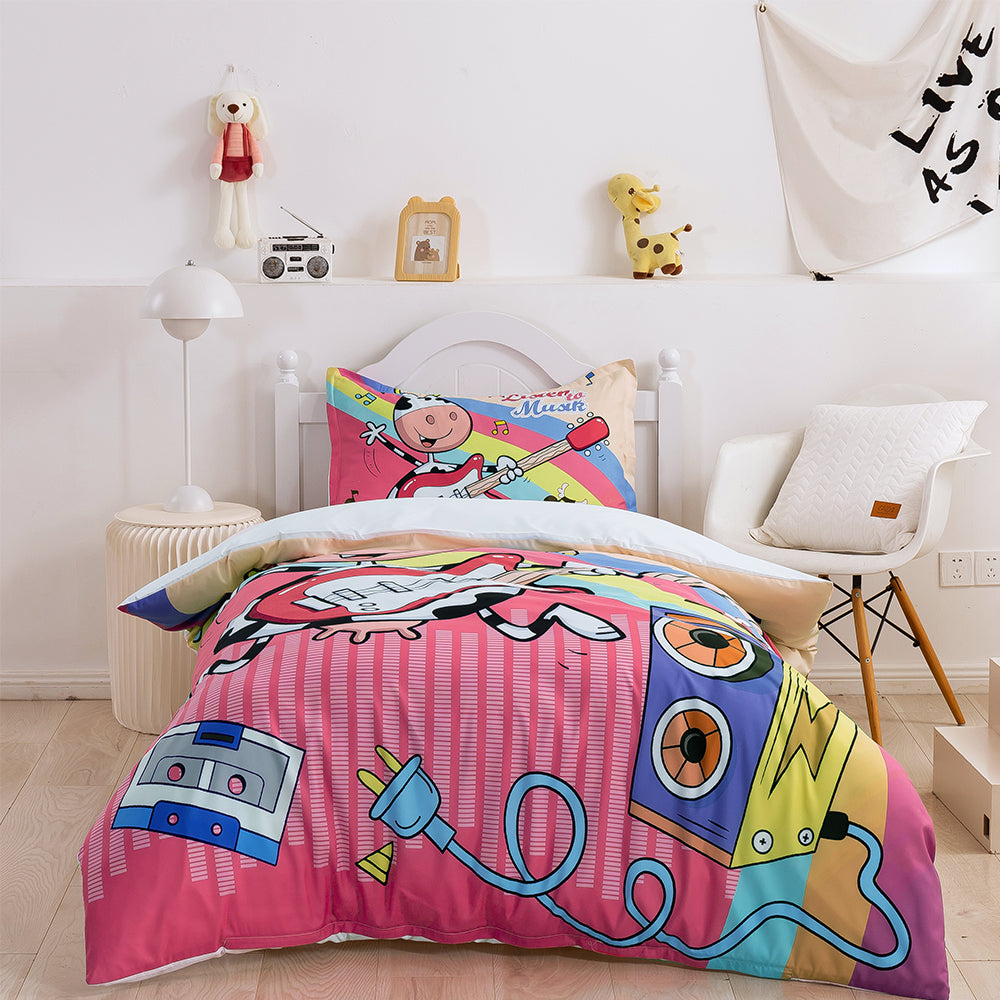 3D Cartoon Animal Cow Guitar Quilt Cover Set Bedding Set Duvet Cover Pillowcases 363