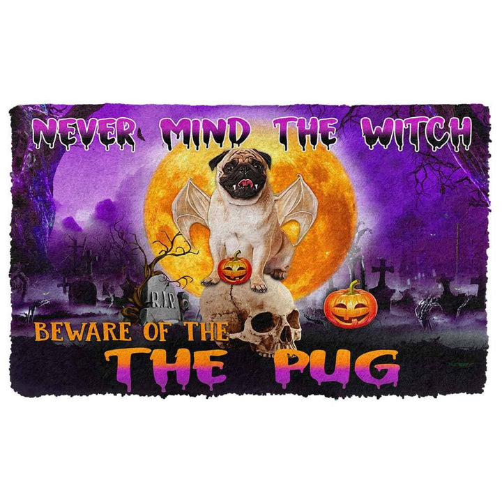 Waybackapparel Beware Of Halloween Vampire Pug Custom 3D Doormat