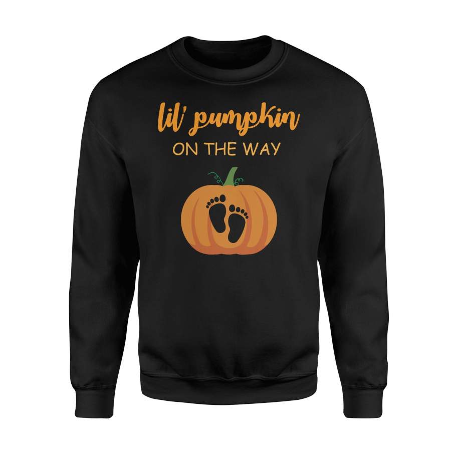 Lil’ Pumpkin On The Way Maternity Pumpkin Halloween Sweatshirt