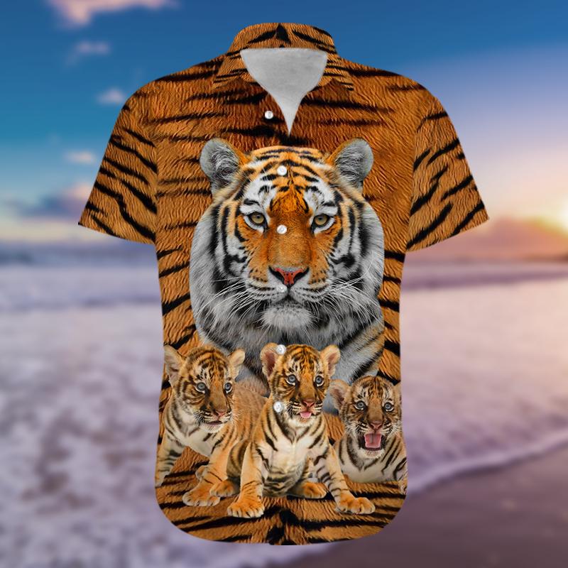 Awesome Tiger Hawaiian Aloha Shirts #H