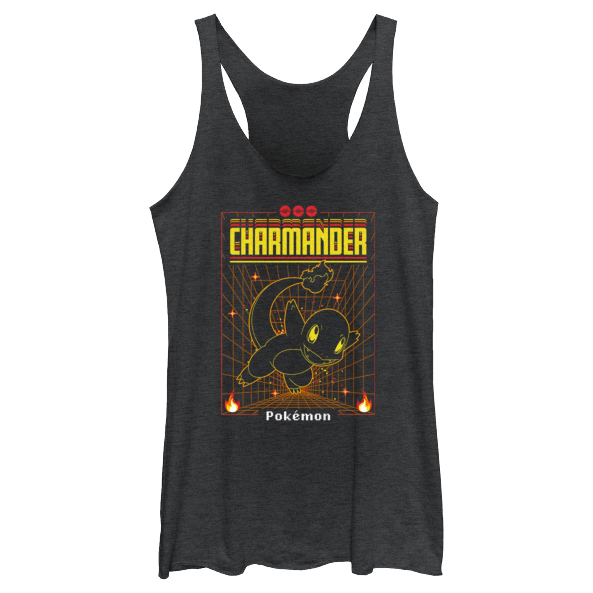 Women’S Pokemon Charmander Retro Grid Racerback Tank Top