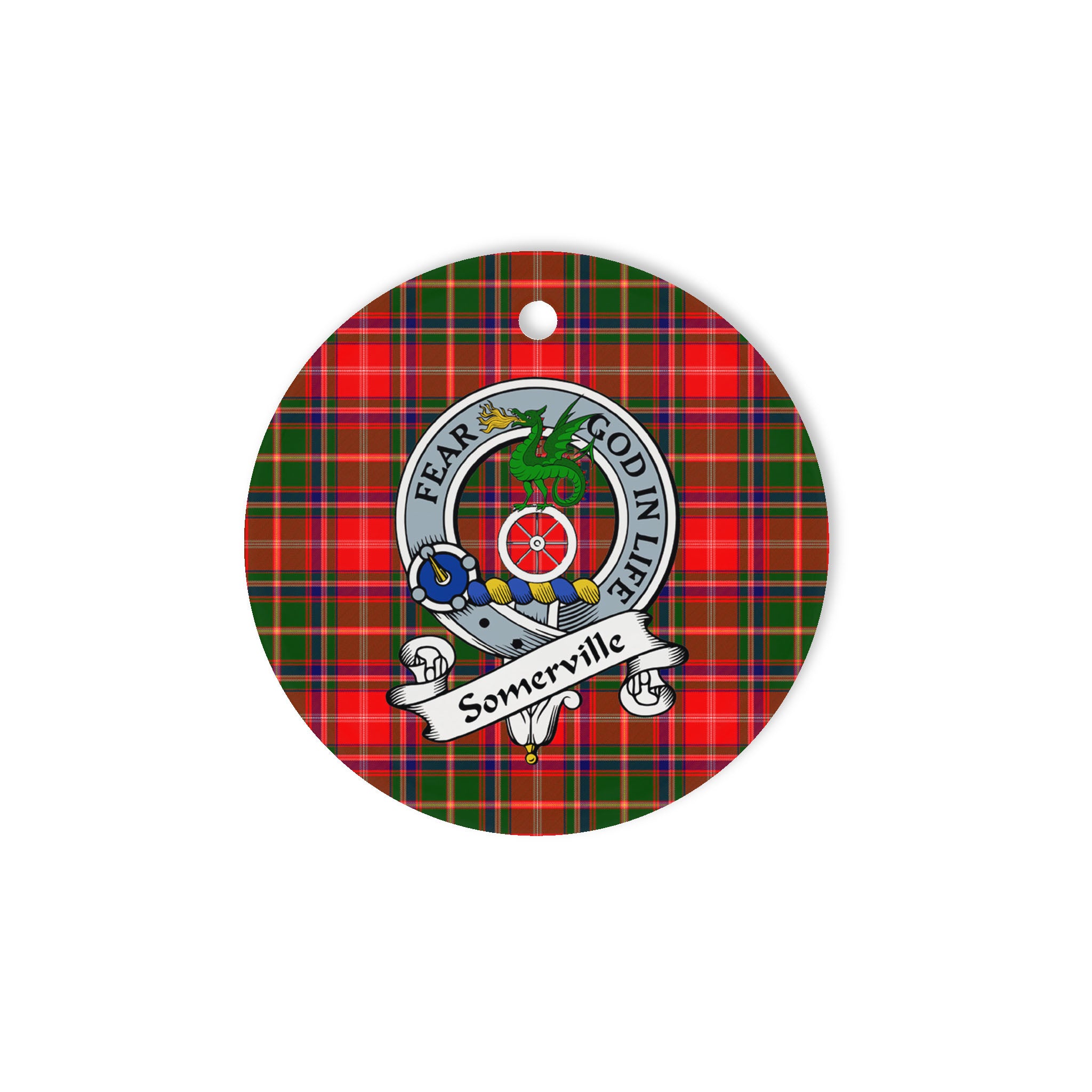 Somerville Scottish Clan Badge Plaid Ornament Gift. Christmas Tree Ornament Somerville Clan Tartan Ornament Great Christmas Ornaments Gift