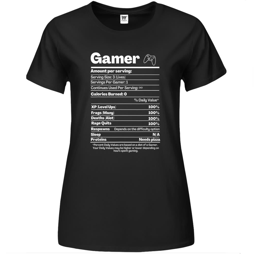 Nutritional Facts Shirt, Gamer Nutrition Facts Shirt, Funny Nutrition Facts Gamer Nutritional Facts Premium Womens T Shirts