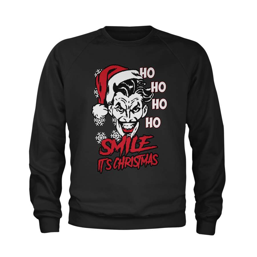 Smile It’s Christmas Joker Ugly Christmas Youth-Sized Crewneck Sweatshirt