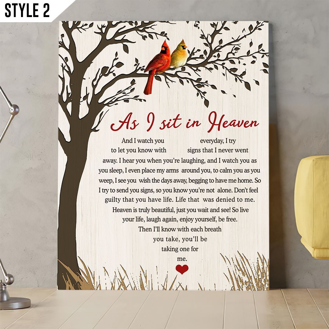 As I Sit In Heaven Cardinal Birds I See You Wish The Days Away White Vertical Canvas Home Decor