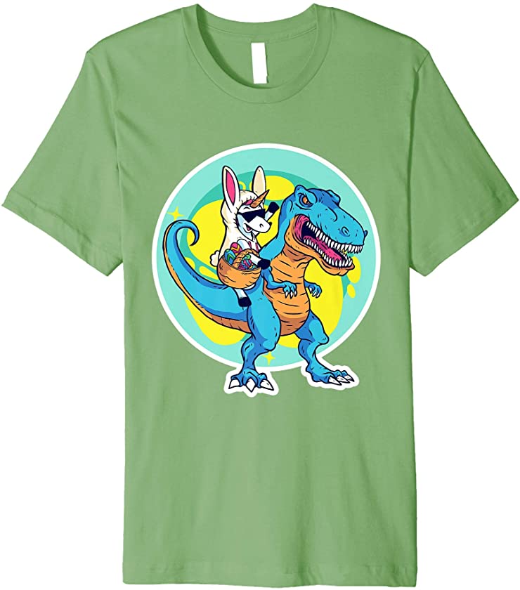 Unicorn Bunny Costume on a T Rex Dinosaur Happy Easter Kids Premium T-Shirt