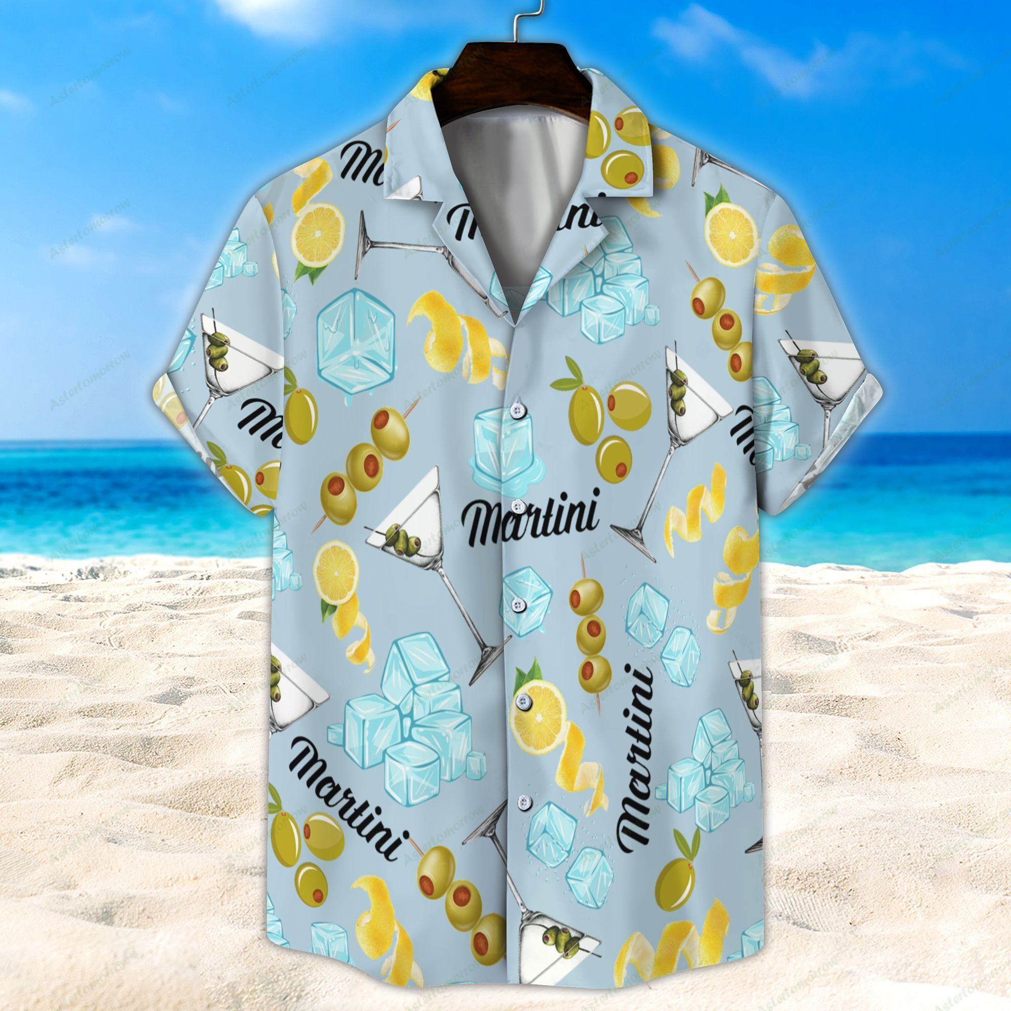 Martini Light Blue Unisex Hawaiian Shirt Beach Cocktail Hawaiian Ha20776