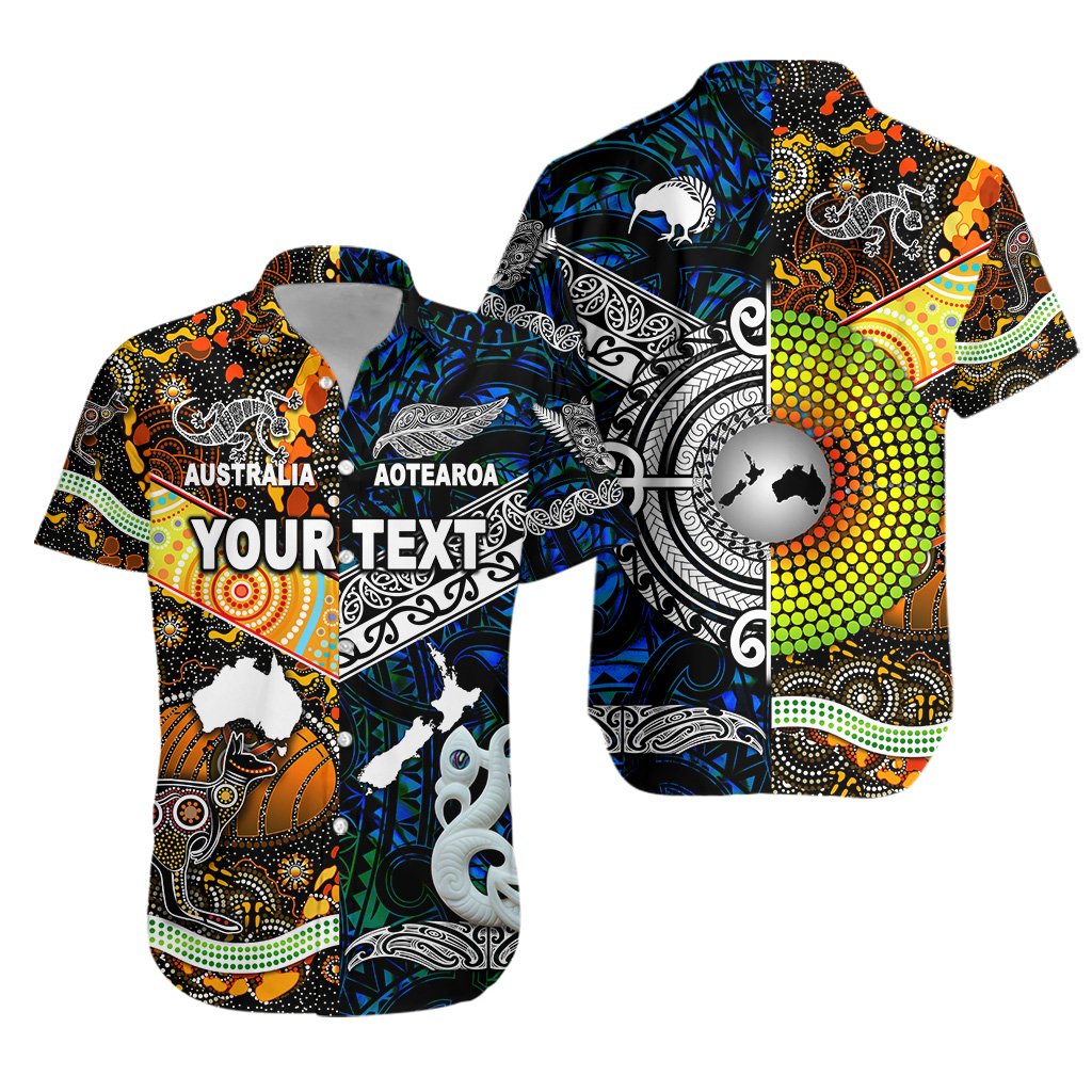 (Custom Personalised) New Zealand Maori Aotearoa And Australia Aboriginal Hawaiian Shirt Together – Blue Lt8