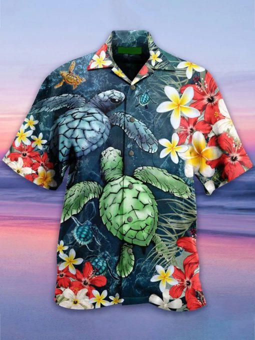 Sea Turtle Flowers Aloha Hawaii Shirts For Men Women Ha90777