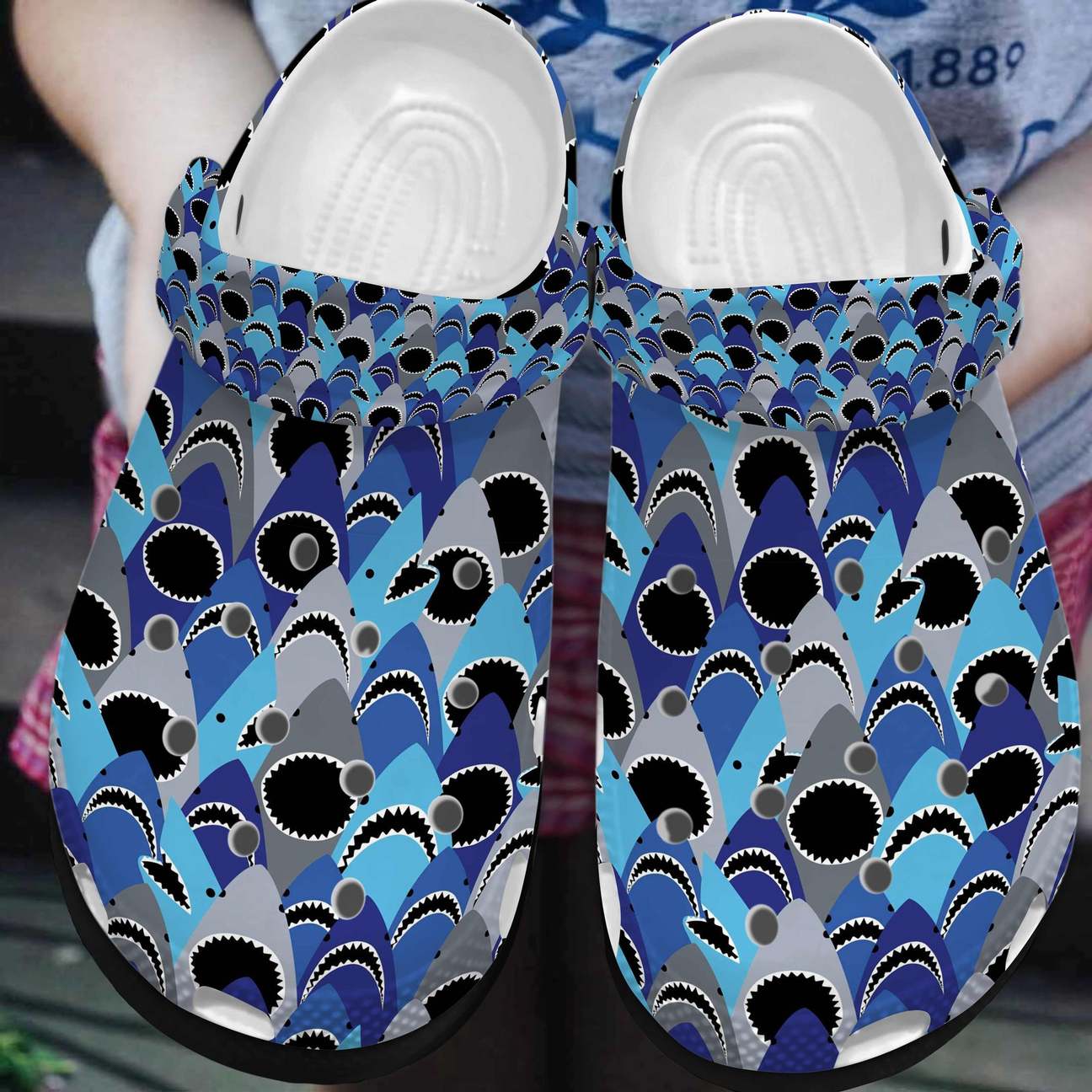 Shark Personalized Clog, Custom Name, Text, Color, Number Fashion Style For Women, Men, Kid, Print 3D Shark Frenzy