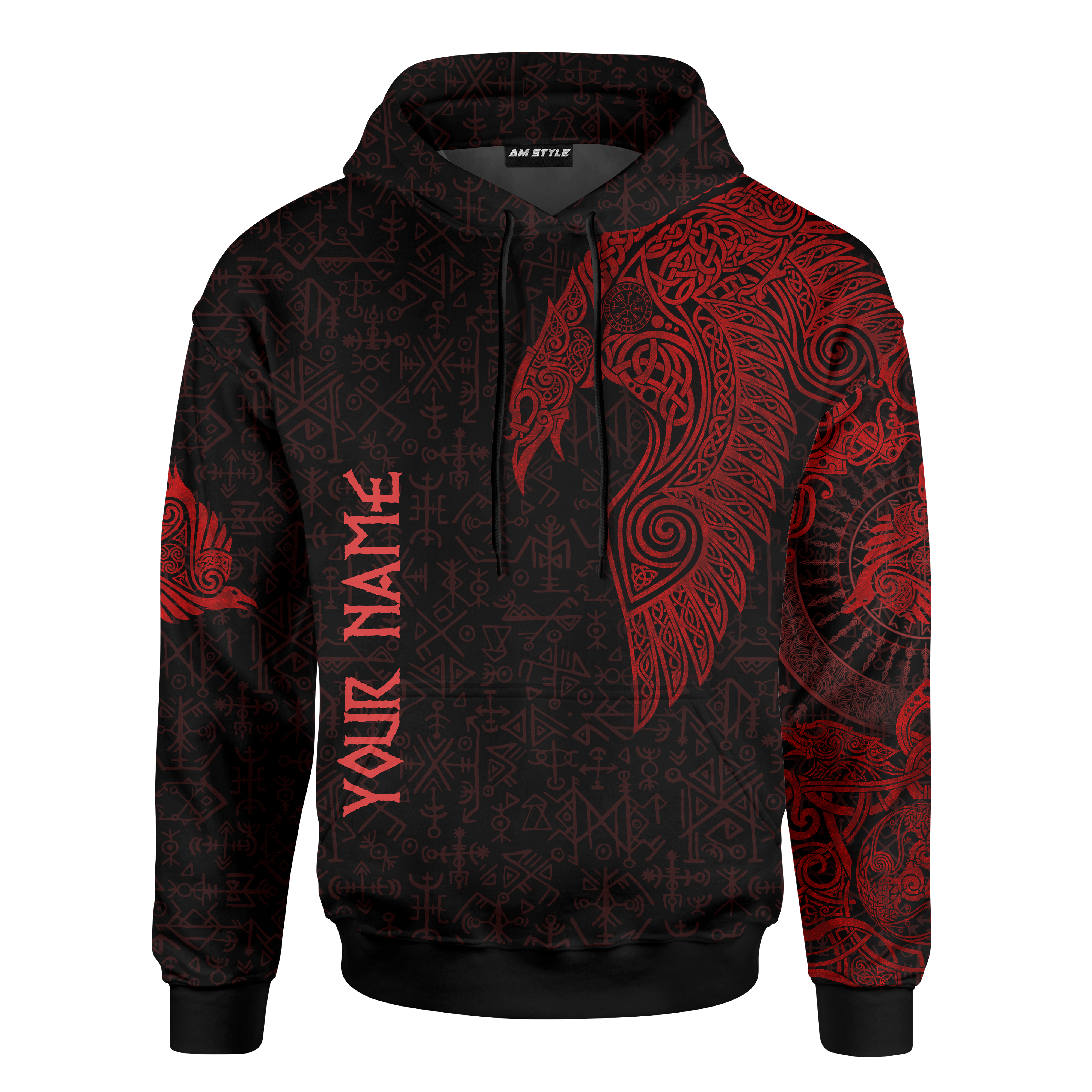 Viking Raven Tattoo Dark Candy Apple Red Colour Customized 3D All Over Printed Shirt – Am Style Design