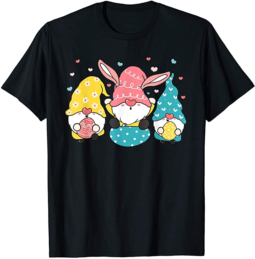 Three Gnomes Easter Bunny Ears Egg Hunting Easter Rabbit T-Shirt