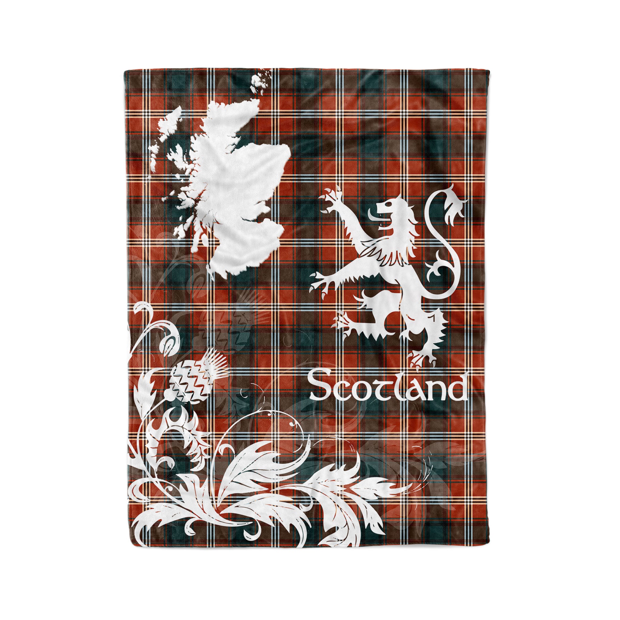 Tartan Plaid Fleece Blanket Tartan Blanket Thistle And Lion Scottish Clan Ainslie Plaid Blanket