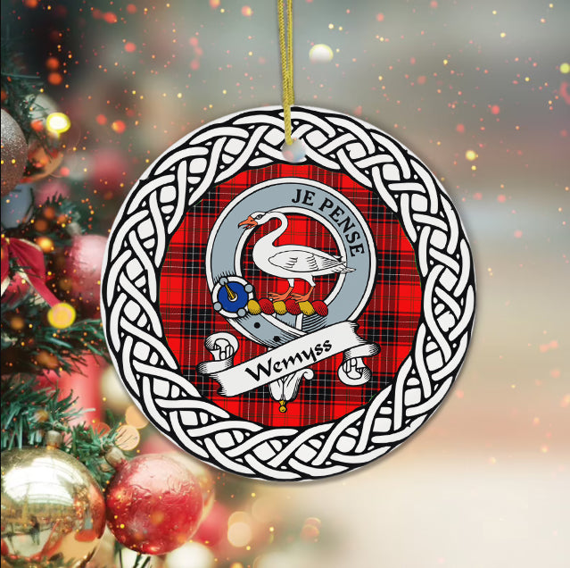 Wemyss Scottish Clan Tartan Crest Badge Plaid Ornament Gift. Christmas Tree Ornament Tartan Ornament Great Christmas Ornaments Gift