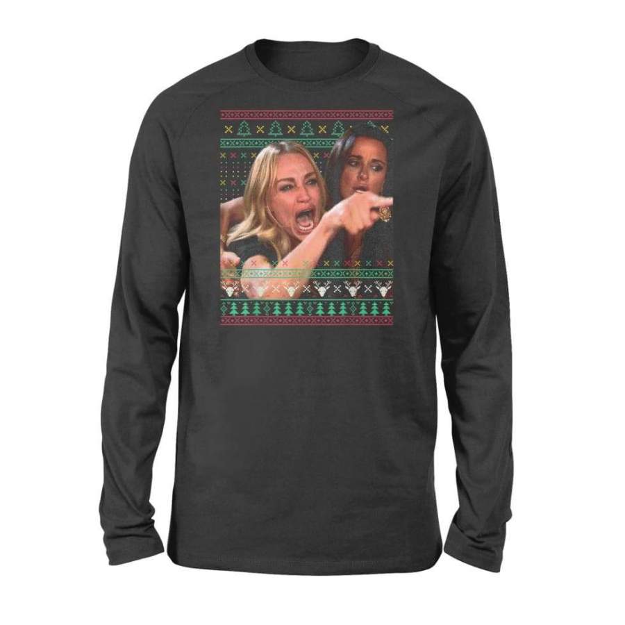 Woman Yelling At A Cat Ugly Christmas Sweater Meme Outfit – Standard Long Sleeve