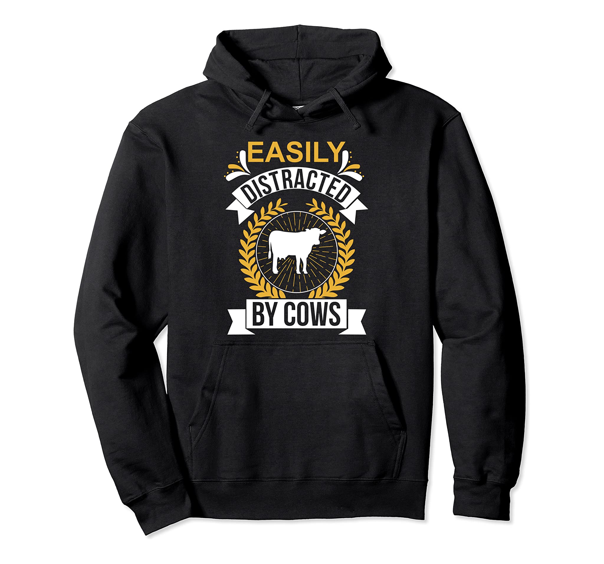 Funny Cow Farmer Easily Distracted By Cows Pullover Hoodie