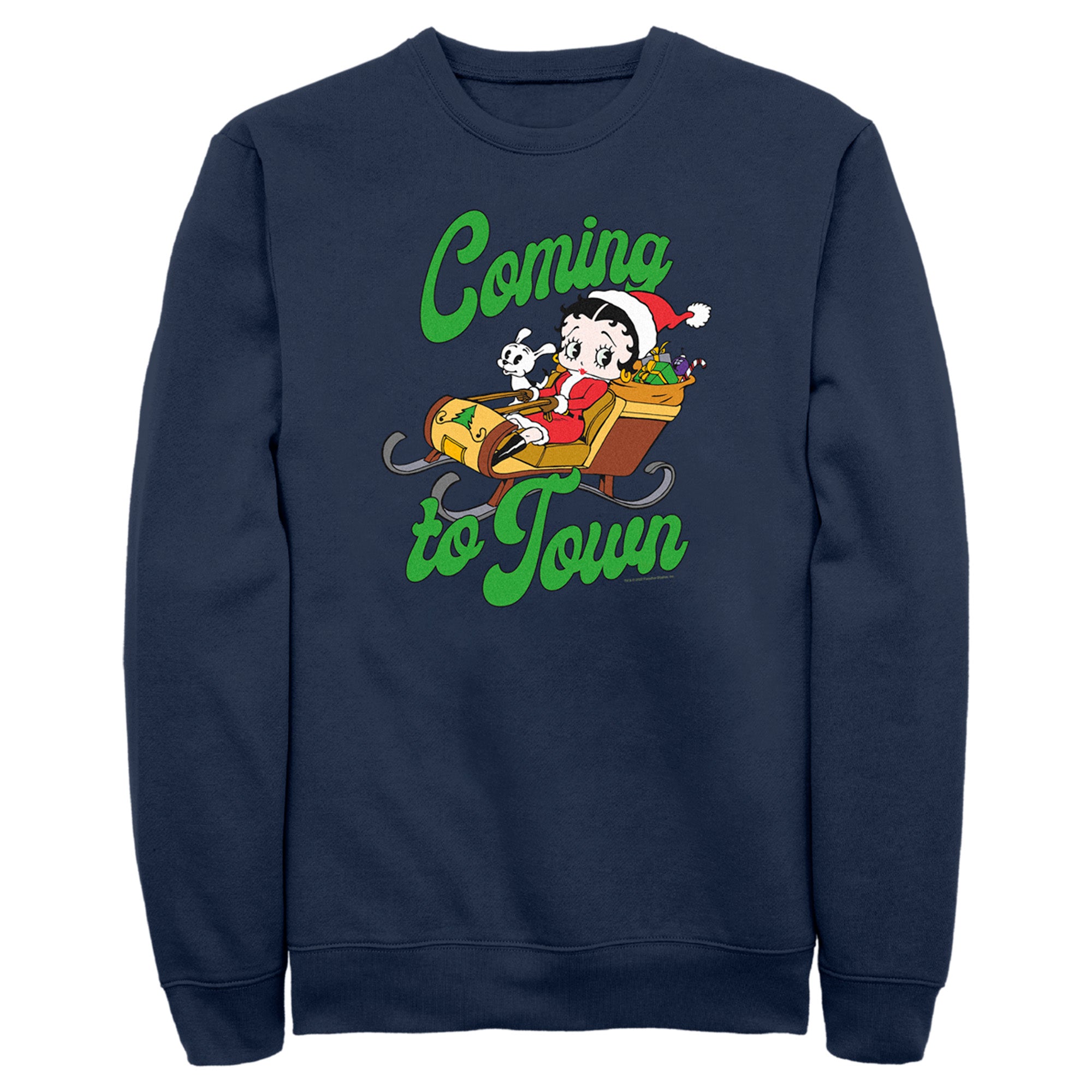 Men’S Betty Boop Christmas Coming To Town Pudgy Sweatshirt